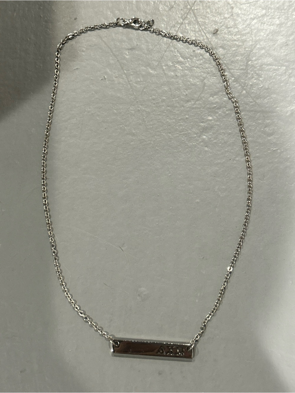 Alpha Chi Omega Minimal Silver Bar Necklace - Polished Women's Pendant